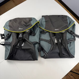 B'Twin BTwin set of 2 15L rack pack bag for bike waterproof Gray and Black